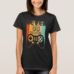 Level 8 Unlocked    Video Gamer 8th Birthday T-Shirt