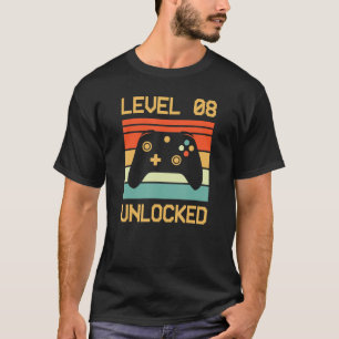 Level 8 Unlocked Video Gamer 8th Birthday Vintage T-Shirt