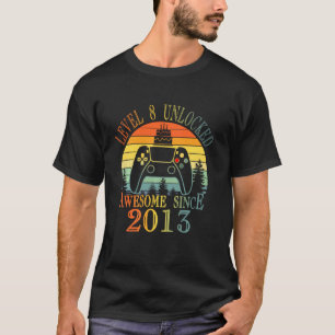 Level 8 Unlocked Video Gamer Awesome Since 2013 Bi T-Shirt
