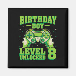 Level 8 Unlocked Video Gamer Gaming Kids 8th Birth Magnet