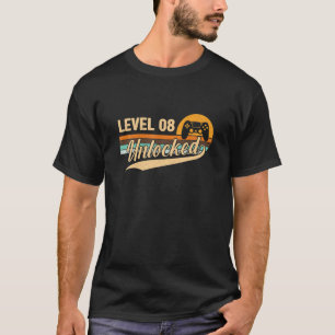 Level 8 Unlocked Video Gamer - Retro 8 Year Birthd T-Shirt
