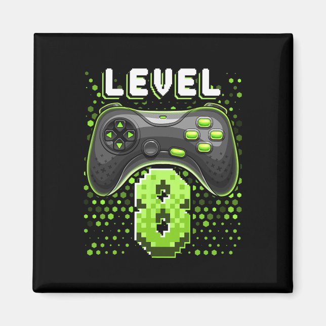 Level 8 Video Game Controller 8th Birthday Gamer G Magnet (Front)
