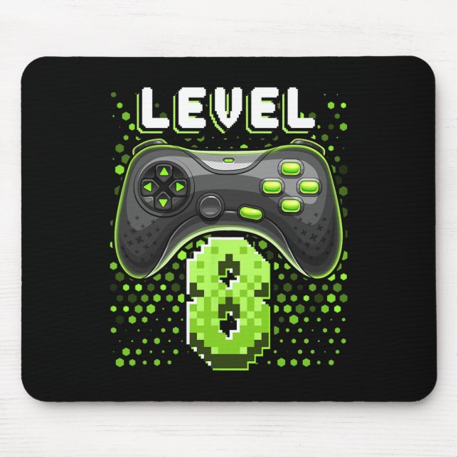 Level 8 Video Game Controller 8th Birthday Gamer G Mouse Pad (Front)