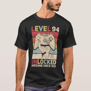 Level 94 Unlocked 94 Year Old Men Bday Outfit 94th T-Shirt