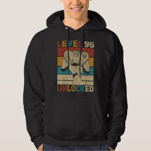Level 96 Unlocked 96th Birthday 96 Years Old Gamer Hoodie