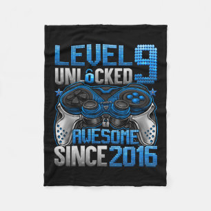 Level 9 Unlocked 9 Year Old Gifts For Boys 9th Bir Fleece Blanket
