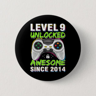 Level 9 Unlocked 9th Birthday 9 Year Old Boy Gifts 6 Cm Round Badge