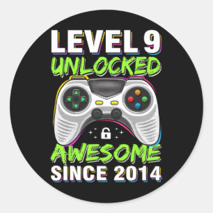 Level 9 Unlocked 9th Birthday 9 Year Old Boy Gifts Classic Round Sticker