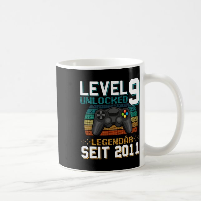 Level 9 Unlocked 9th Birthday 9 Year Old Video Gam Coffee Mug (Right)