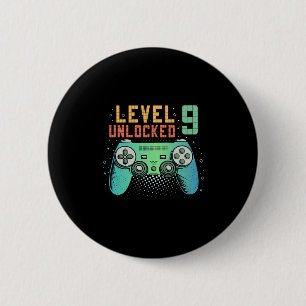 Level 9 Unlocked 9th Birthday Gamer Gifts 9 Year O 6 Cm Round Badge