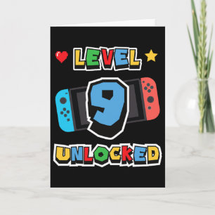Level 9 Unlocked 9th Birthday Kids Video Game 9 Ye Card