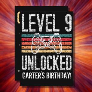 Level 9 Unlocked 9th Birthday Personalised Invitation
