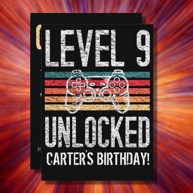 Level 9 Unlocked 9th Birthday Personalised Invitation (Creator Uploaded)