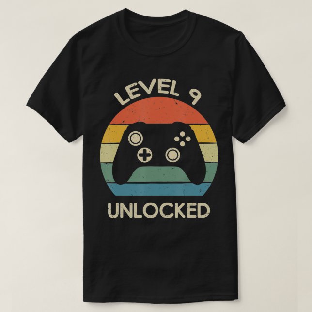 Level 9 Unlocked 9th Gaming Birthday Controller Ga T-Shirt (Design Front)