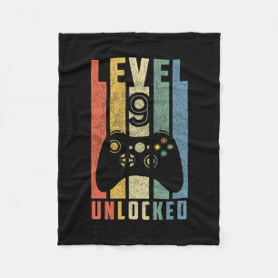 Level 9 Unlocked 9th Video Gamer Birthday Boy Gift Fleece Blanket