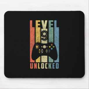 Level 9 Unlocked 9th Video Gamer Birthday Boy Gift Mouse Pad