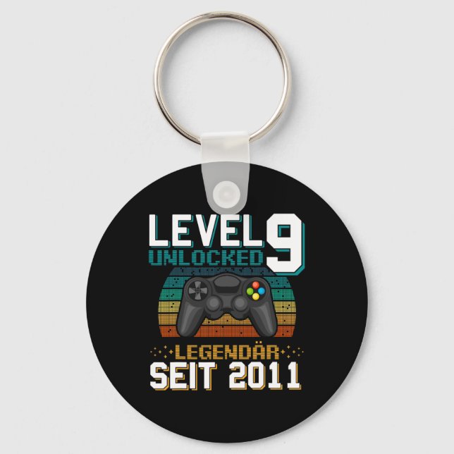 Level 9 Unlocked Awesome 2012 Video Game 9th Birth Key Ring (Front)