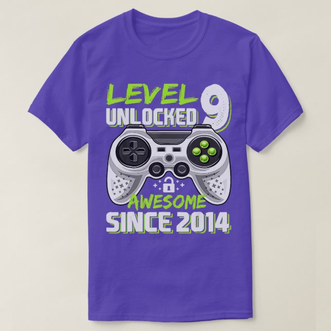 Level 9 Unlocked Awesome 2014 Video Game 9th Birth T-Shirt (Design Front)