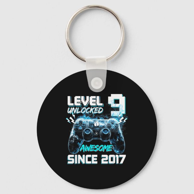 Level 9 unlocked awesome 2017 video game 9th key ring (Front)