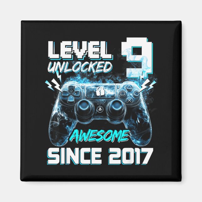 Level 9 unlocked awesome 2017 video game 9th magnet (Front)