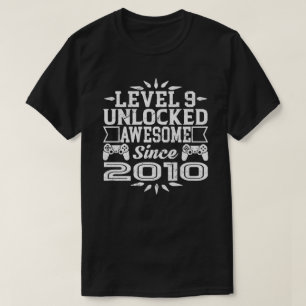 Level 9 Unlocked Awesome Since 2010 9th Birthday T-Shirt
