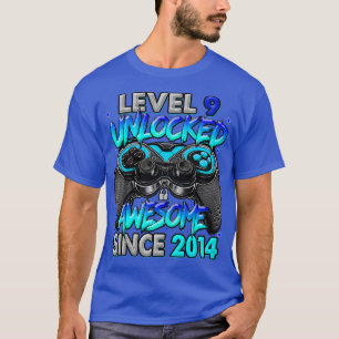 Level 9 Unlocked Awesome Since 2014 9th Birthday G T-Shirt