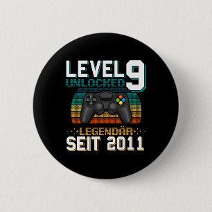 Level 9 Unlocked Awesome Since 2016 9th Birthday B 6 Cm Round Badge