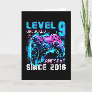 Level 9 Unlocked Awesome Since 2016 9th Birthday G Card