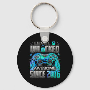 Level 9 Unlocked Awesome Since 2016 9th Birthday G Key Ring