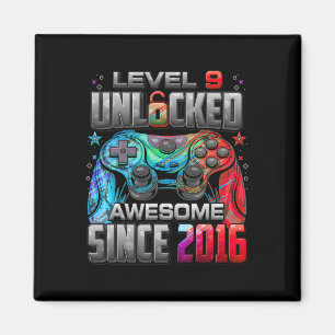 Level 9 Unlocked Awesome Since 2016 9th Birthday G Magnet