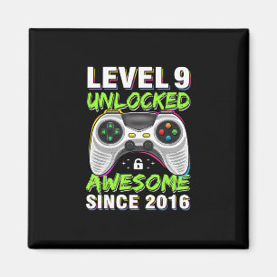 Level 9 Unlocked Awesome Since 2016 9th Birthday G Magnet
