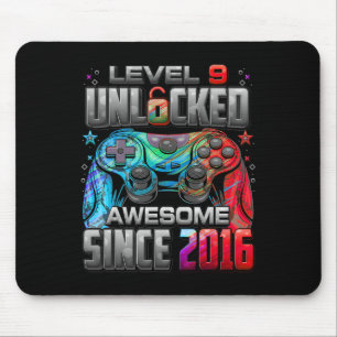 Level 9 Unlocked Awesome Since 2016 9th Birthday G Mouse Pad