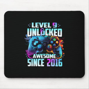 Level 9 Unlocked Awesome Since 2016 9th Birthday G Mouse Pad