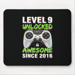 Level 9 Unlocked Awesome Since 2016 9th Birthday G Mouse Pad