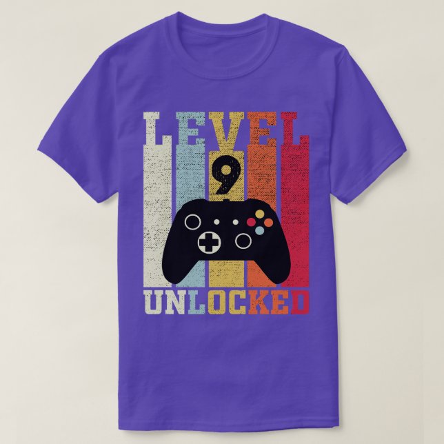 Level 9 Unlocked Funny Video 9th Birthday Gift T-Shirt (Design Front)