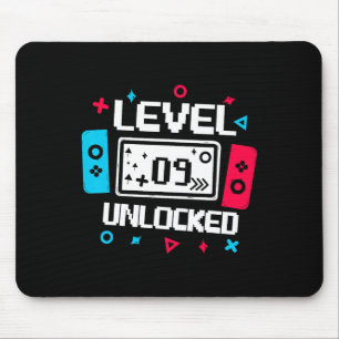 Level 9 Unlocked Gamer - 9th Birthday Gift Video G Mouse Pad