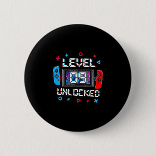 Level 9 Unlocked Gamer 9th Birthday Gift Video Gam 6 Cm Round Badge