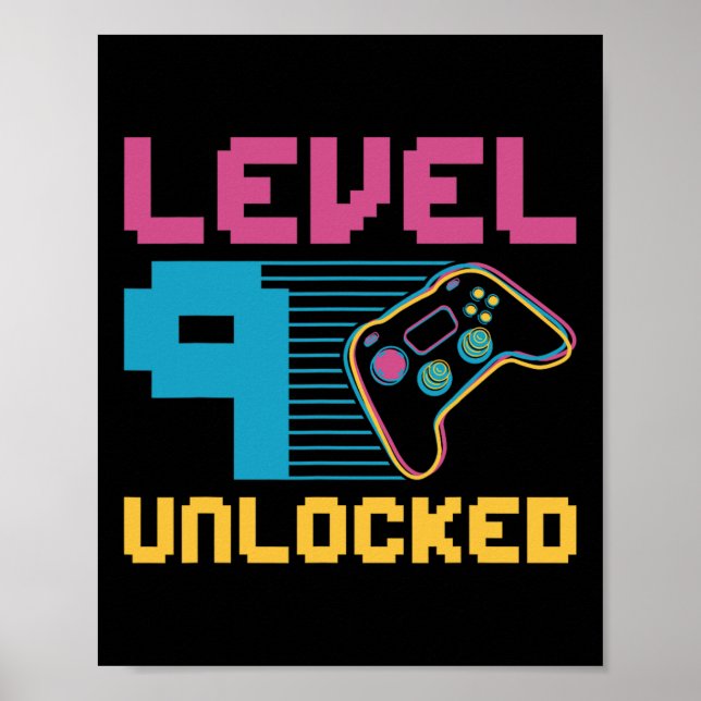 Level 9 Unlocked Gaming Birthday 1  Poster (Front)