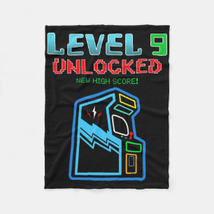Level 9 Unlocked New High Score Arcade Game Birthd Fleece Blanket