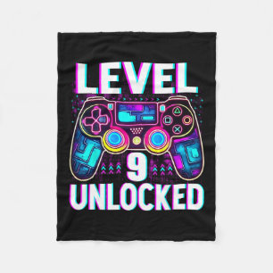 Level 9 Unlocked Shirt Funny Video Gamer Geek 9th Fleece Blanket