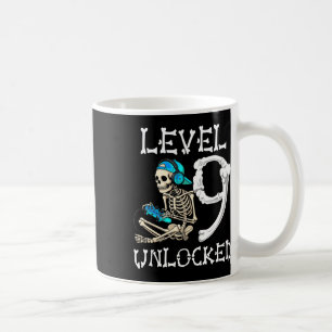 Level 9 Unlocked Skeleton Gamer Video Gaming 9th B Coffee Mug