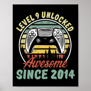 Level 9 Unlocked Video Game 9 Years Old Boy 9th Bi Poster
