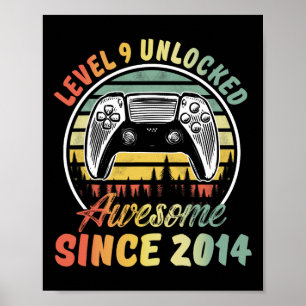 Level 9 Unlocked Video Game 9 Years Old Boy 9th Bi Poster