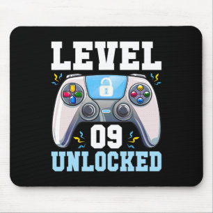 Level 9 Unlocked Video Game 9th Birthday Gamer Boy Mouse Pad
