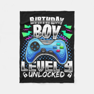 Level 9 Unlocked Video Game 9th Birthday Gamer Gif Fleece Blanket