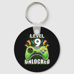 Level 9 Unlocked Video Game 9th Birthday Gamer Gif Key Ring