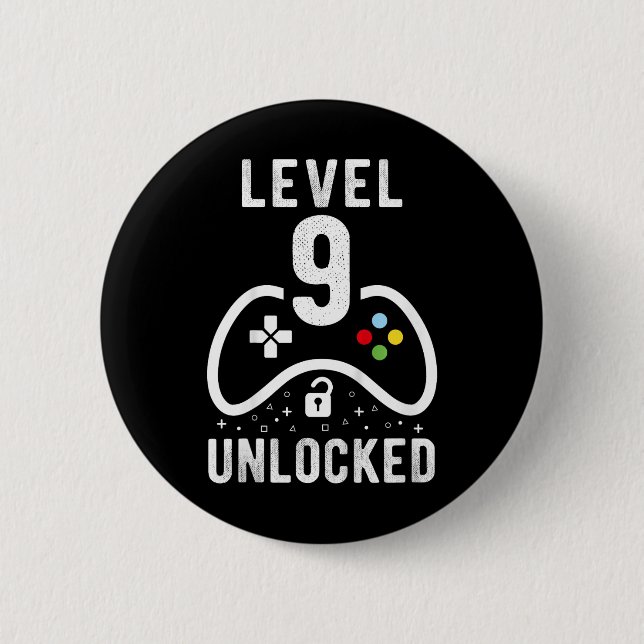 Level 9 Unlocked Video Game 9th Birthday Gift  6 Cm Round Badge (Front)
