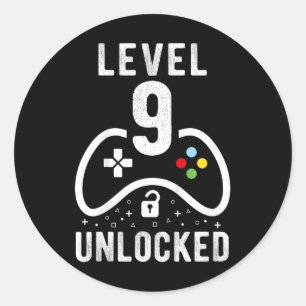 Level 9 Unlocked Video Game 9th Birthday Gift Classic Round Sticker