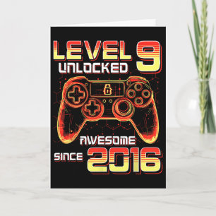 Level 9 Unlocked Video Game Party 9th Birthday Gam Card