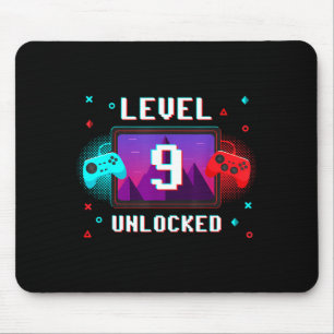 Level 9 Unlocked Video Gamer Funny 9th Birthday Bo Mouse Pad